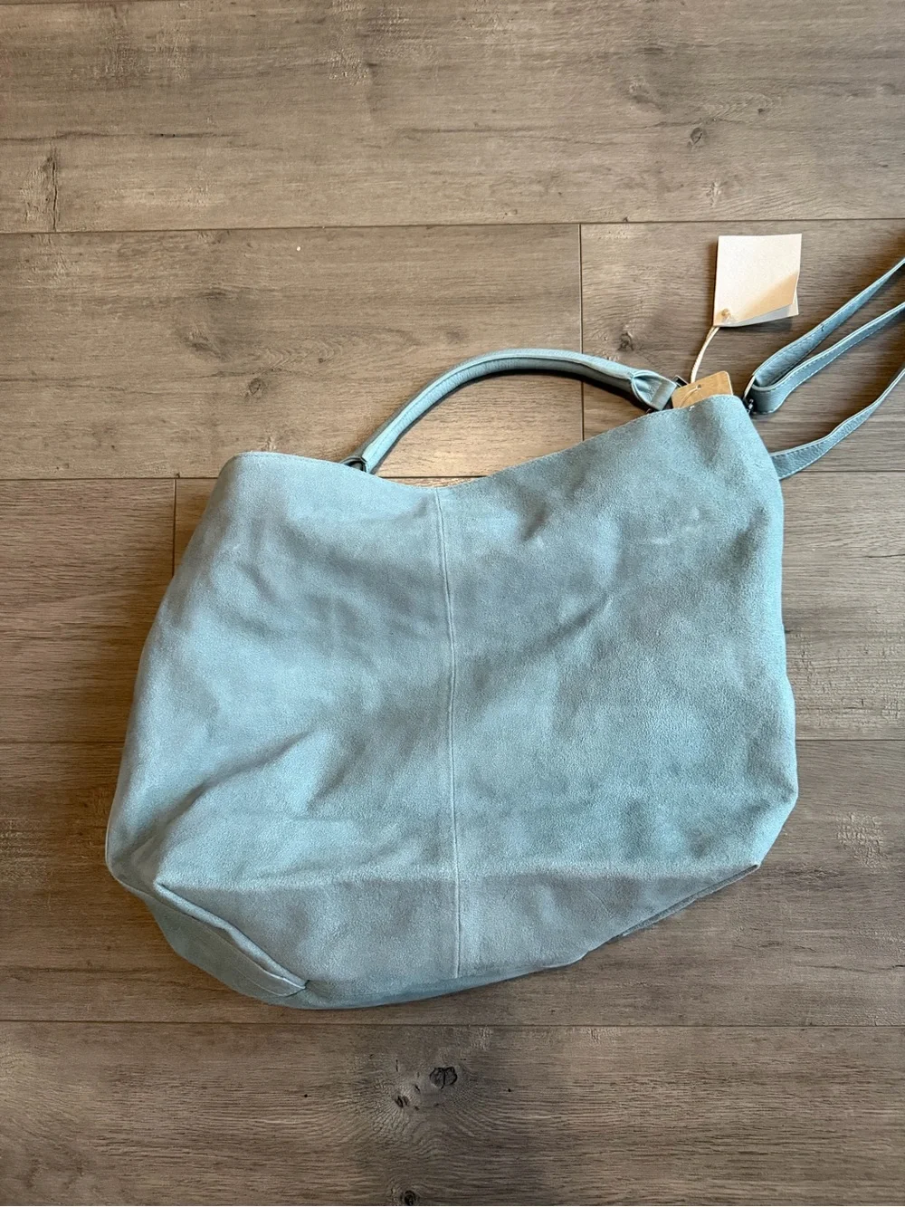 NWT Free People Suzie Suede Slouchy Tote Bag - Light Blue